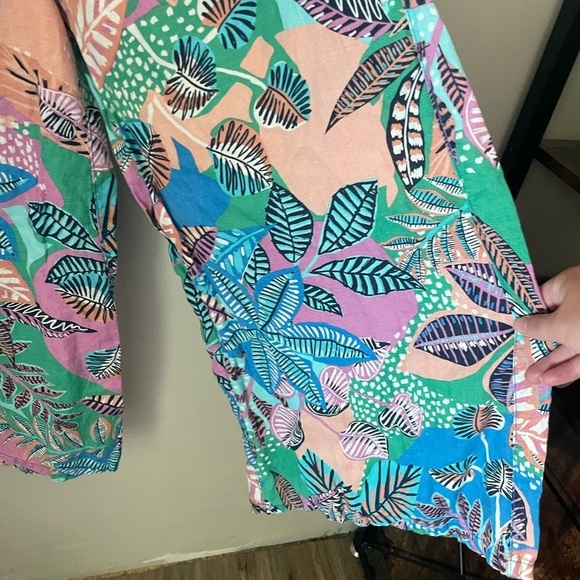 Cynthia Rowley Resort 100% Linen Wide Leg Cropped Pants Size Medium - Picture 2 of 5